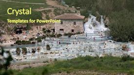  Presentation with hot springs - Presentation theme having sulphur - natural spa with waterfalls background and a tawny brown colored foreground