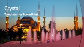  Presentation with mosque - Slides having sultan ahmet camii blue mosque background and a teal colored foreground