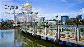  Presentation with sultan mosque in singapore muslim - Slides with sultan omar ali saifuddin mosque background and a light blue colored foreground