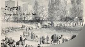  Presentation with camel caravan - Beautiful presentation theme featuring sultan's camel caravan departing backdrop and a light gray colored foreground