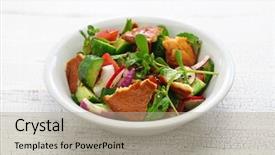  Presentation with salad - PPT layouts with sumac and pita bread lebanese background and a coral colored foreground