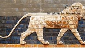  Presentation with mosaic - Presentation design consisting of sumerian-artefact-stone-mosaic-made background and a coral colored foreground
