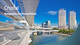  Presentation with cable stayed bridge over river - Audience pleasing slide deck consisting of sumida river in tokyo backdrop and a teal colored foreground