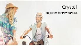  Presentation with bike - Beautiful slides featuring summer - couple on bike ride backdrop and a white colored foreground
