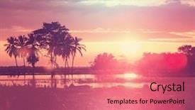  Presentation with summer - Beautiful slide set featuring summer - flooded field backdrop and a coral colored foreground