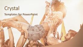  Presentation with music festival - Audience pleasing slides consisting of summer - happy hipster woman crowd surfing backdrop and a lemonade colored foreground