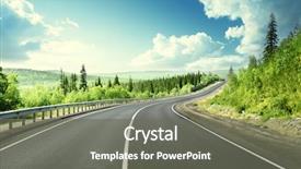  Presentation with forest road - Audience pleasing slide set consisting of summer - road in north mountain forest backdrop and a gray colored foreground