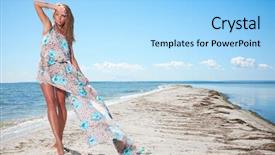  Presentation with ocean - Audience pleasing presentation theme consisting of summer - woman in a blue dress backdrop and a arctic colored foreground