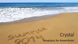  Presentation with summer - Audience pleasing slide deck consisting of summer 2014 written on sandy backdrop and a yellow colored foreground