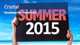  Presentation with summer - Amazing presentation theme having summer 2015 card with beach backdrop and a teal colored foreground