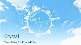  Presentation with hand holding colorful brain sketch - PPT layouts consisting of summer abstract diagrams - background image with hand drawings background and a cool aqua colored foreground