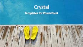  Presentation with swimming pool - Amazing theme having summer activities - yellow sandals by a swimming backdrop and a teal colored foreground