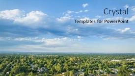  Presentation with tropical top view summer botanical - Presentation theme enhanced with summer-afternoon-over-residential-area background and a light blue colored foreground