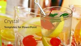  Presentation with alcoholic - Audience pleasing slides consisting of whiskey lounge - summer alcoholic recreational drink backdrop and a yellow colored foreground