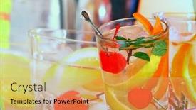  Presentation with alcoholic - Theme featuring summer alcoholic recreational drink with cherry and lemon background and a yellow colored foreground
