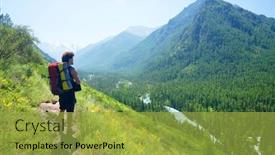  Presentation with trekking - Presentation enhanced with summer-alpine-trekking-in-altai background and a yellow colored foreground