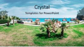  Presentation with sunny sky - Beautiful PPT theme featuring summer arbors on beach breathtaking backdrop and a  colored foreground