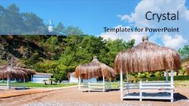  Presentation with tropical top view summer botanical - Beautiful theme featuring summer arbors on beach breathtaking backdrop and a  colored foreground
