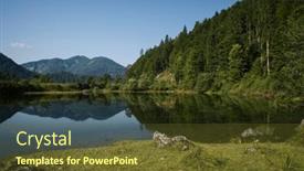  Presentation with mountain lake - Presentation design enhanced with summer-atmosphere-at-lake-l background and a tawny brown colored foreground