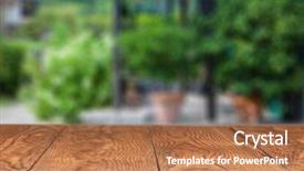  Presentation with summer - Presentation design featuring nature garden - empty wooden table against summer background and a coral colored foreground