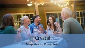  Presentation with summer party - Slides having summer barbecue party with friends background and a light blue colored foreground