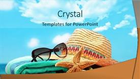  Presentation with accessories - Presentation featuring summer beach accessories on sandy background and a arctic colored foreground