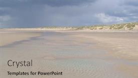  Presentation with beach sands - Slide set with summer-beach-camber-sands-england background and a light gray colored foreground