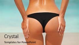 Presentation with crystal blue - Cool new PPT theme with bum - summer beach concept sexy woman backdrop and a red colored foreground