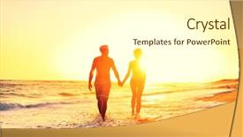  Presentation with love romance - Audience pleasing PPT theme consisting of summer beach couple romantic holding backdrop and a white colored foreground