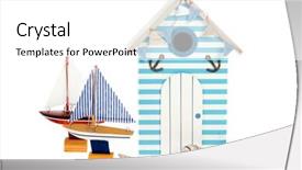  Presentation with hut - Slide deck enhanced with summer beach hut with sailing boats and shells background and a white colored foreground