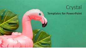 Presentation with tropical beach party - Beautiful slide set featuring summer-beach-party-concept-pink backdrop and a seafoam green colored foreground