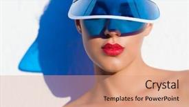  Presentation with summer sun - Theme having summer beach style face lips background and a coral colored foreground