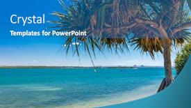  Presentation with summer trees - Audience pleasing presentation theme consisting of summer-beach-with-trees backdrop and a teal colored foreground