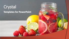  Presentation with mason jar - Slide set consisting of summer berry lemonade with lime background and a gray colored foreground