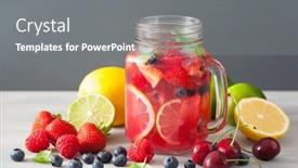  Presentation with mason jar - PPT theme having summer-berry-lemonade-with-lime background and a gray colored foreground