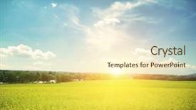  Presentation with sun - Colorful presentation theme enhanced with summer blue - beatiful morning field with bright backdrop and a cream colored foreground