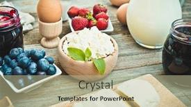  Presentation with dairy products - Amazing slides having summer breakfast fruit and dairy products on a wooden table backdrop and a mint green colored foreground