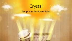  Presentation with summer sun - Beautiful presentation theme featuring solar flare sunshine yellow sunny - summer bright sun with clouds backdrop and a yellow colored foreground