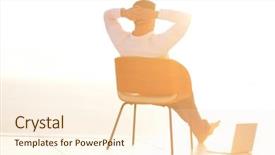  Presentation with young man holdng laptop on lap money - PPT theme with summer business - handsome young man relaxing background and a cream colored foreground