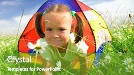  Presentation with summer camp - Slides consisting of summer camp children - cute little girl is playing background and a tawny brown colored foreground