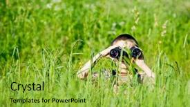  Presentation with young children - Colorful theme enhanced with summer camp children - young boy in a field backdrop and a yellow colored foreground