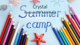  Presentation with summer camp - Theme with summer camp concept background and a sky blue colored foreground