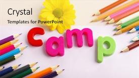  Presentation with summer camp - Beautiful PPT theme featuring summer camp concept backdrop and a yellow colored foreground