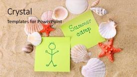  Presentation with camp - Presentation theme consisting of summer camp concept background and a lemonade colored foreground