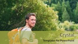  Presentation with hike forest - Beautiful PPT theme featuring summer-camp-young-man backdrop and a yellow colored foreground