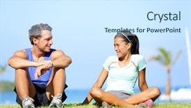  Presentation with crossfit fitness trx training exercises - Amazing presentation design having summer caucasian man sports model backdrop and a cool aqua colored foreground