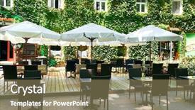  Presentation with summer trees - Cool new presentation design with summer city park at midday backdrop and a coral colored foreground