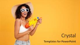  Presentation with african cloth - Cool new presentation theme with summer clothes holding water pistol backdrop and a yellow colored foreground