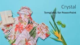  Presentation with blue floral - Slide set featuring summer-clothes-with-floral-pattern background and a light blue colored foreground