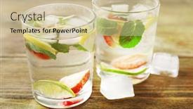  Presentation with cocktail - Beautiful theme featuring summer-cocktail-with-ice-cubes backdrop and a soft green colored foreground